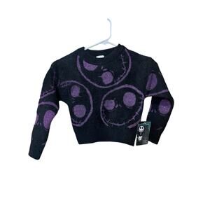 The Nightmare Before Christmas Girls Graphic Eyelash Glitter Sweater NWT 6-6X